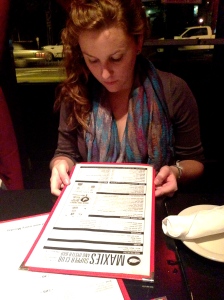 Trish ponders the menu